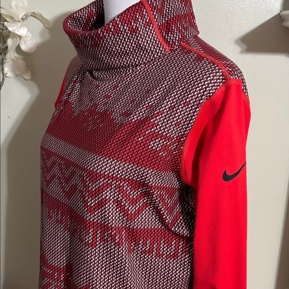 Nike Pro Women's Red Gray Cowl Neck Sweater